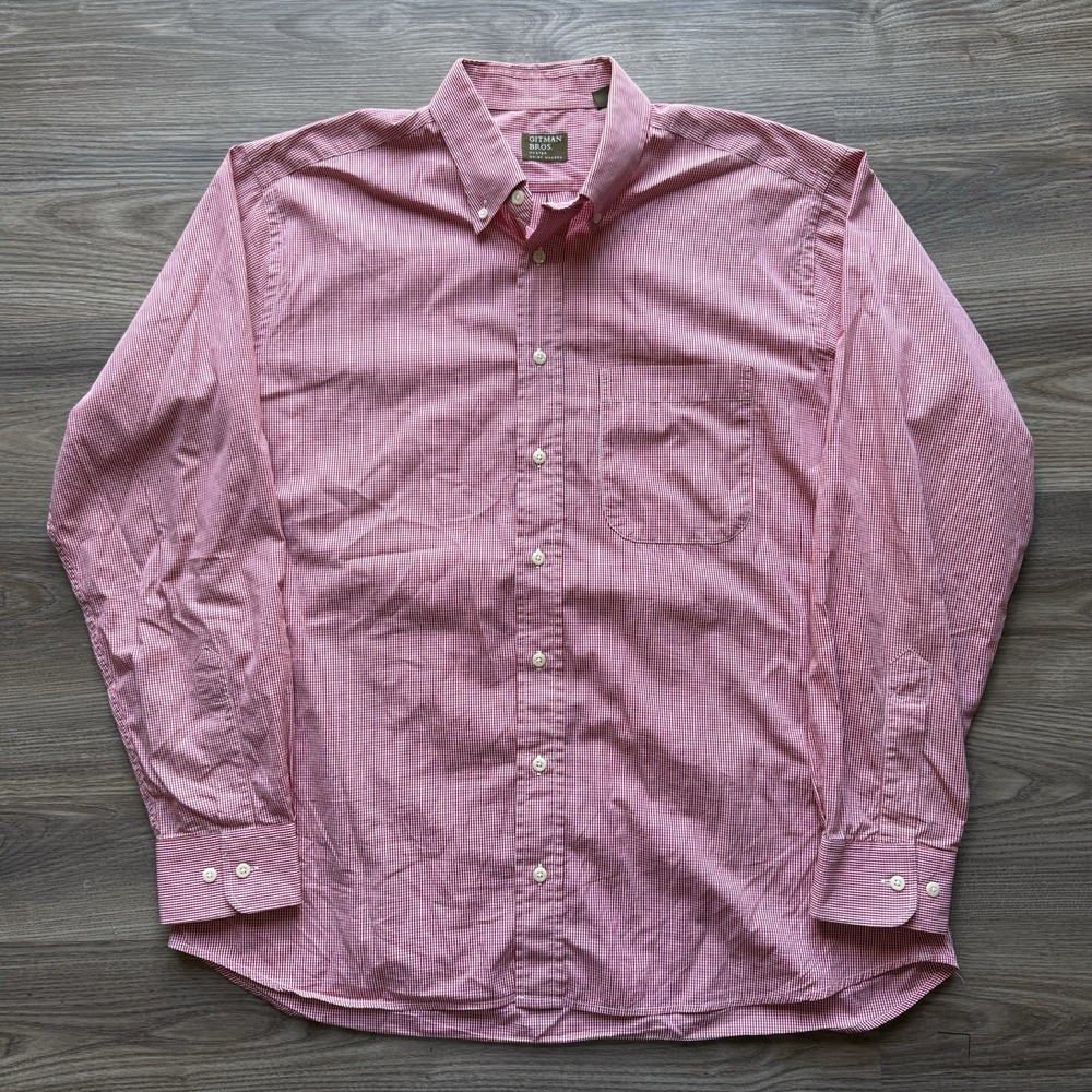 VTG Gitman Bros Long Sleeve Button Down Shirt USA Red Plaid XL